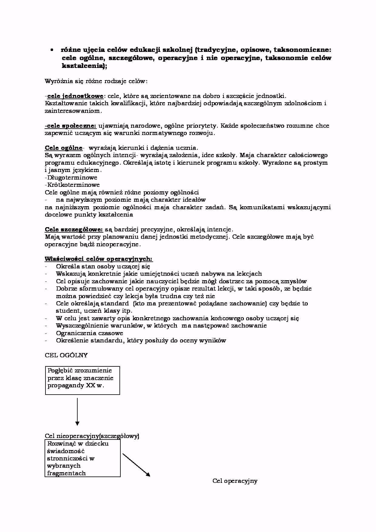 Jakie są rodzaje celów kształcenia?