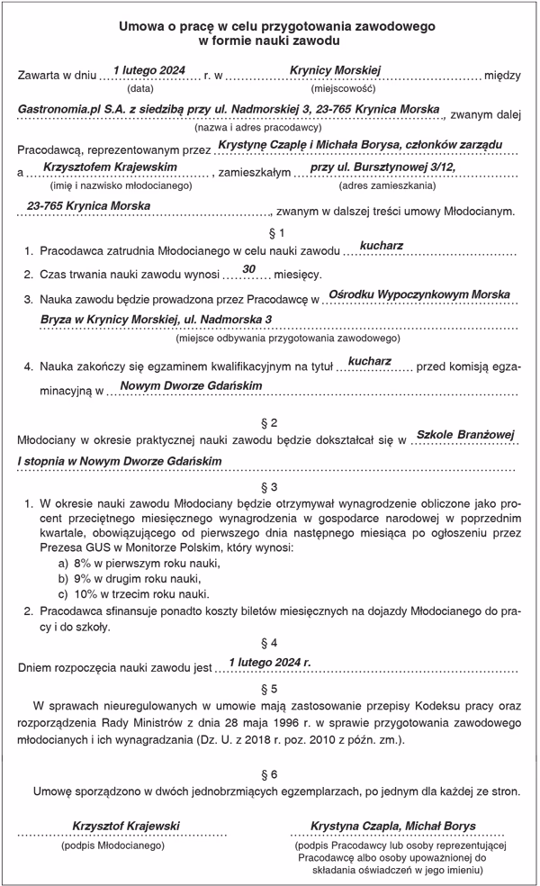 Ile zarabia uczen na umowie zleceniu?