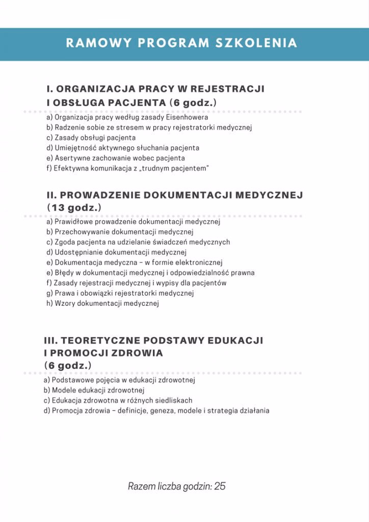 Jakie przedmioty rejestratorka medyczna?