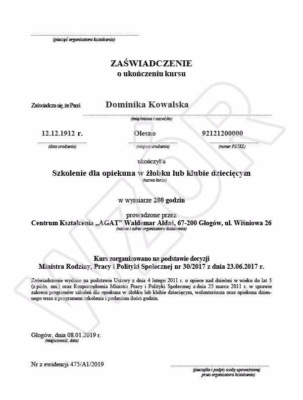Czy po kursie można pracować w żłobku?