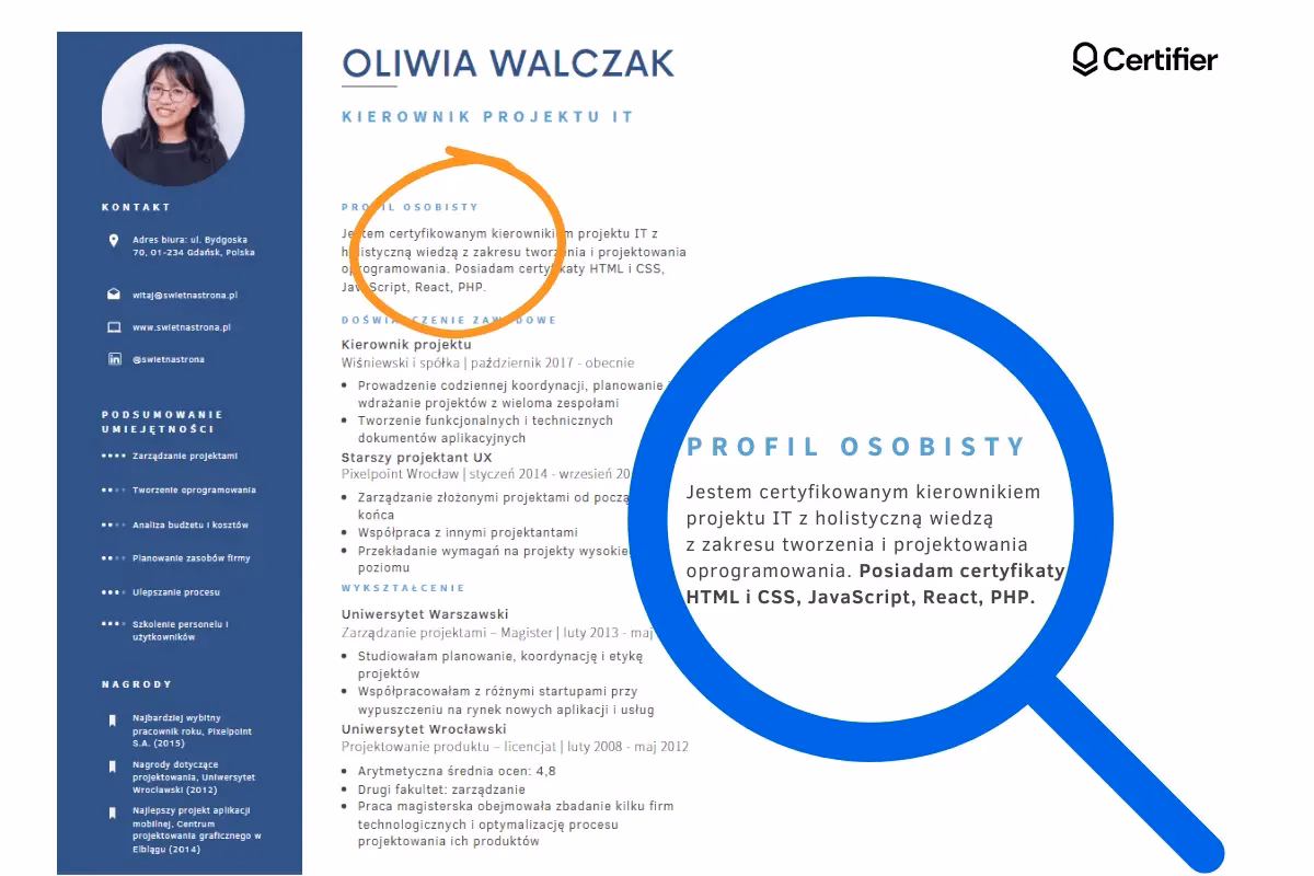 Jak wpisać certyfikat kwalifikacji zawodowej do CV?