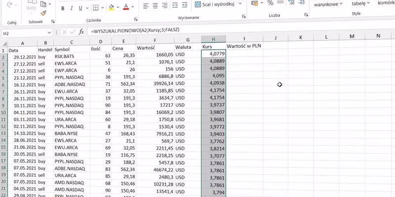 Jak pobrać cenę akcji w programie Excel?