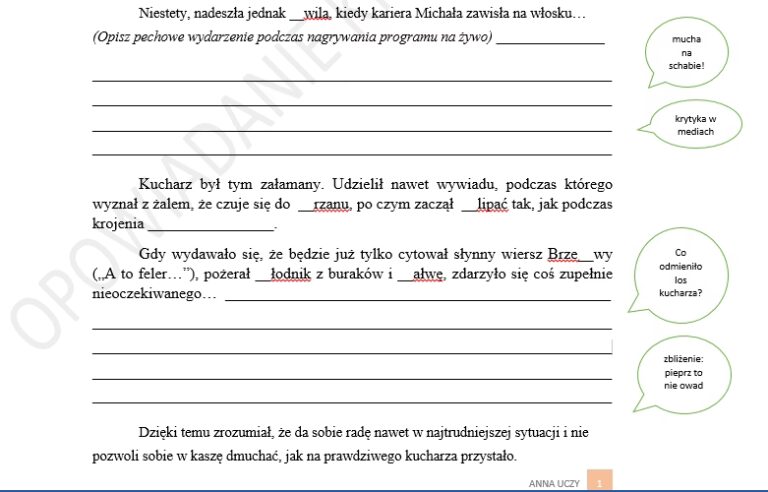 Opowiadania Sprawdzian Klasa 4 Szkoła Podstawowa