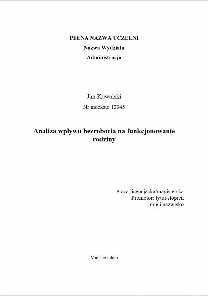Jak zrobić stronę tytułową w pracy magisterskiej?